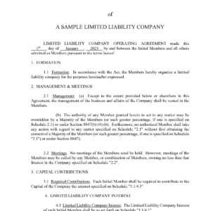 Sample Pennsylvania Limited Liability Company Operating Agreement